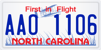 NC license plate AAO1106