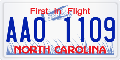 NC license plate AAO1109