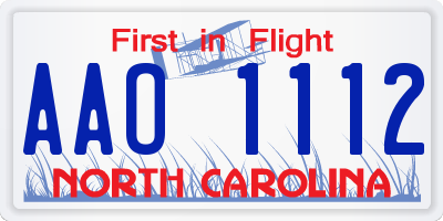 NC license plate AAO1112