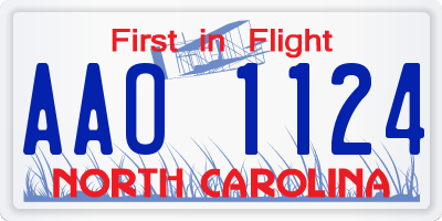 NC license plate AAO1124