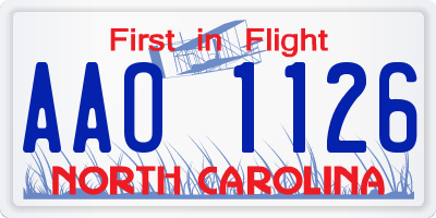 NC license plate AAO1126