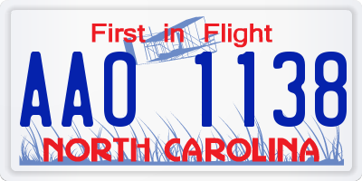 NC license plate AAO1138