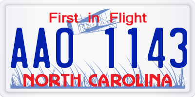 NC license plate AAO1143