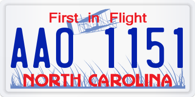 NC license plate AAO1151