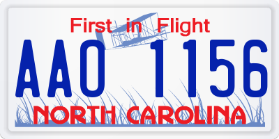 NC license plate AAO1156