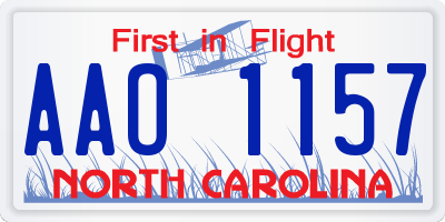 NC license plate AAO1157