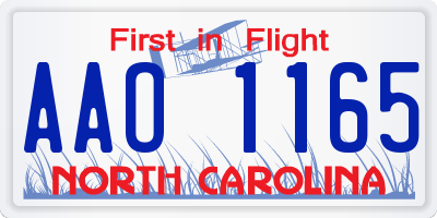 NC license plate AAO1165