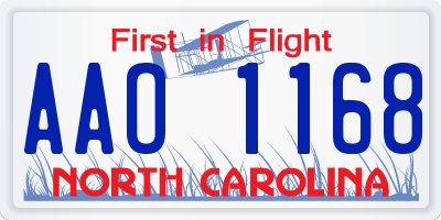 NC license plate AAO1168