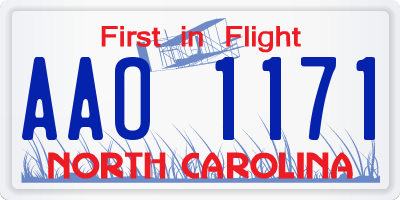 NC license plate AAO1171