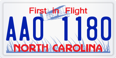 NC license plate AAO1180