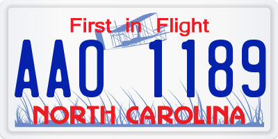 NC license plate AAO1189