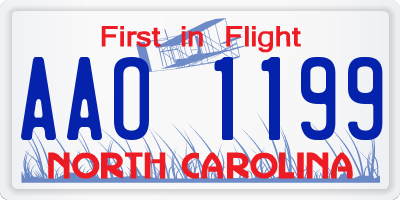 NC license plate AAO1199