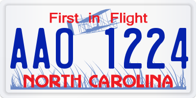 NC license plate AAO1224