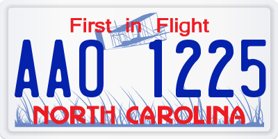 NC license plate AAO1225