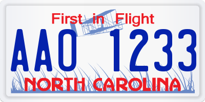 NC license plate AAO1233