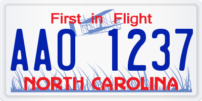 NC license plate AAO1237