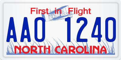 NC license plate AAO1240