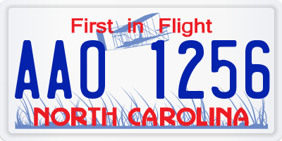 NC license plate AAO1256