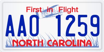 NC license plate AAO1259