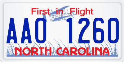 NC license plate AAO1260