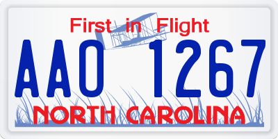 NC license plate AAO1267