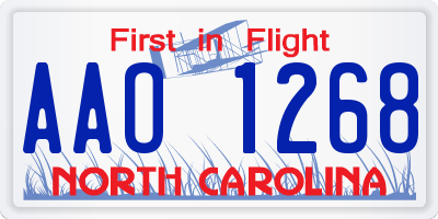 NC license plate AAO1268