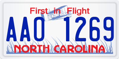NC license plate AAO1269