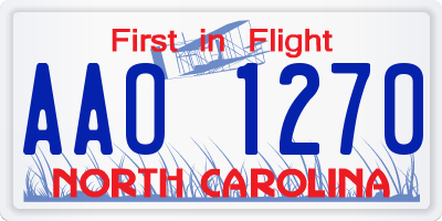 NC license plate AAO1270