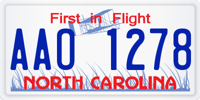 NC license plate AAO1278
