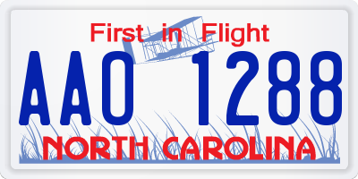NC license plate AAO1288