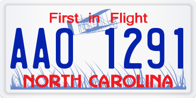NC license plate AAO1291