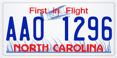 NC license plate AAO1296