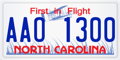 NC license plate AAO1300