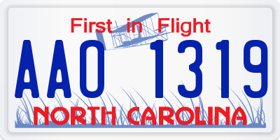 NC license plate AAO1319