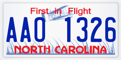NC license plate AAO1326