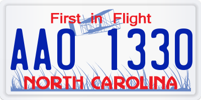 NC license plate AAO1330