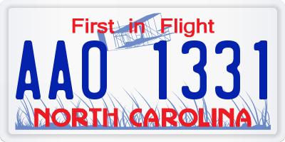 NC license plate AAO1331