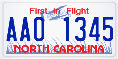NC license plate AAO1345