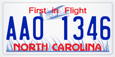 NC license plate AAO1346