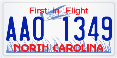 NC license plate AAO1349
