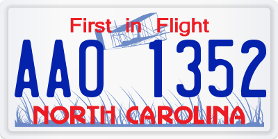 NC license plate AAO1352