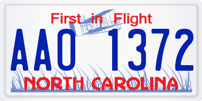 NC license plate AAO1372