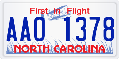 NC license plate AAO1378