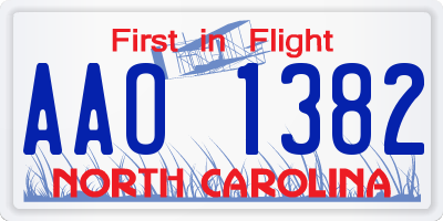 NC license plate AAO1382