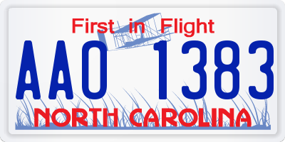 NC license plate AAO1383