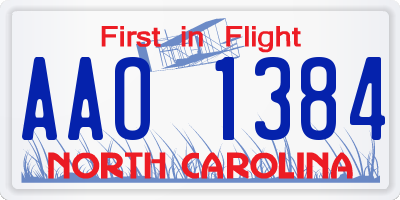 NC license plate AAO1384