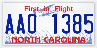 NC license plate AAO1385