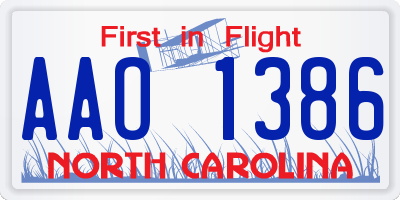NC license plate AAO1386