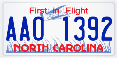 NC license plate AAO1392