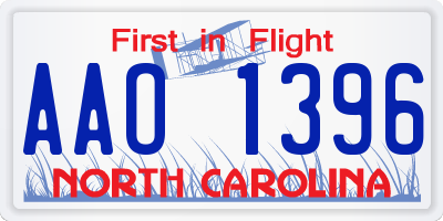 NC license plate AAO1396